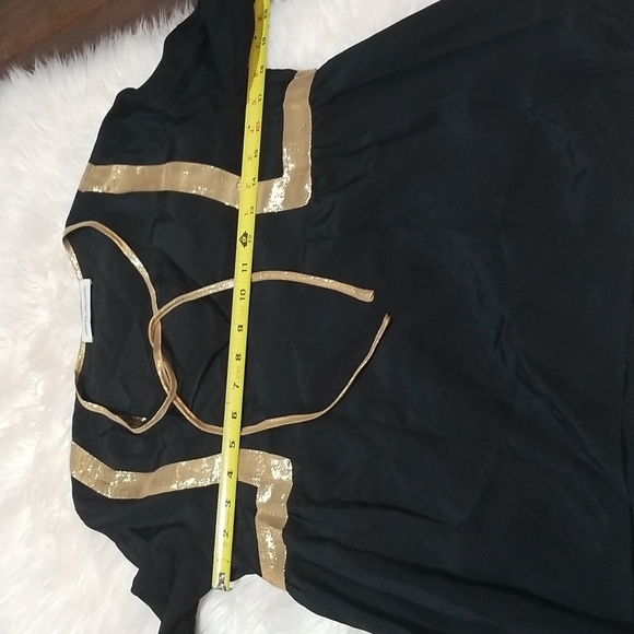 Amanda Uprichard Black and Gold Peplum long sleeve blouse - Picture 5 of 6